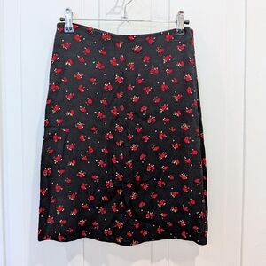 Brandy Melville Black And Red Floral Mini Skirt